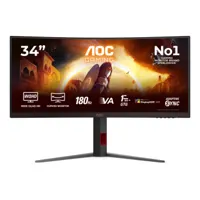 AOC AGON CU34G4CA 34" Ultrawide Quad HD Fast VA 180Hz 0.5ms Curved Gaming Monitor with Speakers