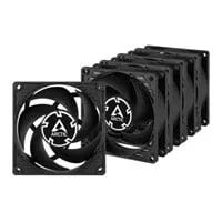 80mm Arctic P8 Silent (5 Pack), Black, 5 Blade, Static Pressure Fan, 1600rpm, 15.6CFM, Fluid Dynamic Bearing, 3-Pin