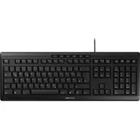 CHERRY STREAM Keyboard - Cable Connectivity - USB Interface - English (UK) - Black - Rubber Dome Keyswitch - 105 Key