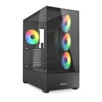 Sharkoon AK6 RGB Chassis, Black, Mid Tower, 4 x 120mm ARGB Fans, USB 3.0, Back-Connect, ATX / mATX / mITX