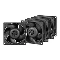 80mm Arctic S8038-7K (4 Pack) Fans, Black, Airflow/Pressure Optimised, 5 Blade, Dual Ball Bearing, 7000rpm, 70CFM, PWM