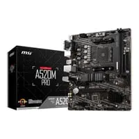 MSI A520M PRO Motherboard, AMD A520, S AM4, DDR4, SATA3, Gen3 M.2, Realtek GbE, USB 3.2 Gen1 A, MicroATX