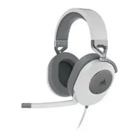 CORSAIR HS65 Surround Headset, White, Dolby Audio 7.1 Surround, 50mm Neodymium Drivers, 3.5mm/USB Adapter, PC/Console