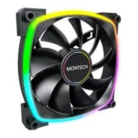 140mm Montech AX140 PWM Fan, Black, ARGB, 9 Blade, 600-1600rpm, 90.5 CFM, Hydro Dynamic Bearing, 4-Pin