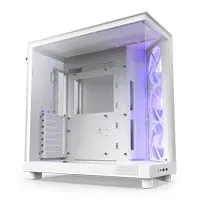 NZXT H6 Flow RGB, White, Compact Dual-Chamber Chassis w/ Tempered Glass, 3x 120mm RGB Fans, E-ATX/ATX/mATX/mITX (2025)