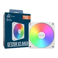 120mm Montech GF120R V2 ARGB, Reverse Flow, White, 9 Blade, 1600RPM, 70.8CFM, HDB, 4-Pin PWM, Single Fan