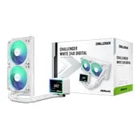 ASRock Challenger 240 Digital AIO Hydro CPU Cooler, White, 2 x 120mm ARGB PWM Fans, Intel / AMD