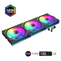 GameMax FN12A-S3I 3-Pack 120mm Infinity ARGB Black 4pin PWM Linked Cooling Fans