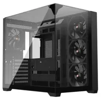 Powercool Pure Black ATX Gaming Case Dual Chamber With 3 x Tempered Glass Panels With 4 x PWM FDB Black Fans