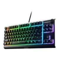 SteelSeries Apex 3 TKL Wired Gaming Keyboard, Black, TKL, RGB, Whisper Quiet Switches, 24-key Rollover, USB, UK