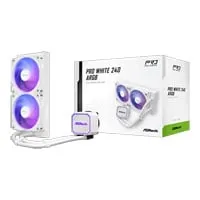 ASRock Pro 240 ARGB AIO Hydro CPU Cooler, White, 2 x 120mm ARGB PWM Fans, Intel / AMD