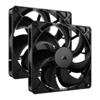 140mm CORSAIR RS140 PWM Fan, 1700RPM, 95.5 CFM, Daisy-Chain 4-Pin PWM, AirGuide Cooling, MD Bearing, Black, Dual-Pack