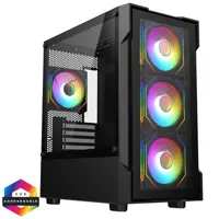 CiT Bolt Black Micro-ATX Gaming Case With 4 x 120mm ARGB Infinity Fans - CSCITBOLTBLK