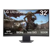 31.5" LG 32GS60QC-B Gaming Monitor, VA, 2560x1440, 180Hz, 1ms, AMD FreeSync, 3000:1, 300cd/m², HDR, HDMI/DP/Audio Out