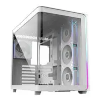 FSP M580PLUS, Dual Chamber Mid Tower, Tempered Glass, Reverse Connection, 4x 120mm ARGB Fans, USB 3.0, White