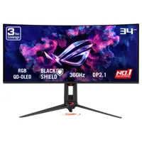 34" ASUS ROG Swift PG34WCDN Gaming Monitor, QD-OLED, 3440x1440, 360Hz, 0.03ms, FreeSync Prem Pro, HDMI2.1 /DP2.1/USB-C