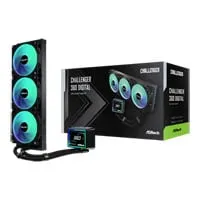 ASRock Challenger 360 Digital AIO Hydro CPU Cooler, Black, 3 x 120mm ARGB PWM Fans, Intel / AMD