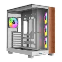 Thermaltake View 380 XL WS ARGB Mid Tower Chassis, White, 4 x ARGB Fans, USB-C, Back-Connect, ATX / mATX / mITX