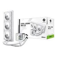 ASRock Steel Legend 360 LCD AIO Hydro CPU Cooler, White, 3 x 120mm PWM Fans, Intel / AMD