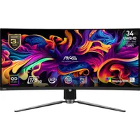 MSI MAG 341CQP QD-OLED 34" UWQHD 174Hz VESA DisplayHDR 400 Curved Gaming Monitor - Black - 9S6-3DD04T-003