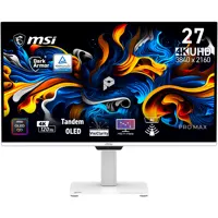 27” MSI PRO MAX 271UPXW12G Monitor, QD-OLED, 3840 x 2160, 120Hz, FreeSync Premium Pro, 0.03ms, HDR400, HDMI 2.1 / DP 1.4