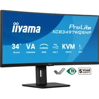 iiyama XCB3497WQSNP-B1 34" Curved 1500R VA LCD, 120Hz, USB-C Dock Display, 95W Charging