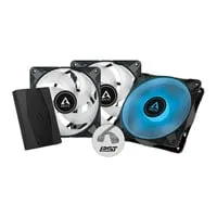 120mm Arctic P12 PWM PST RGB 3 Pack Fans, Black,5 Blade, RGB , with Controller, 2000rpm, 48.8CFM, Fluid Dynamic Bearing