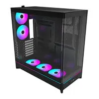 Montech HS02 PRO Mid Tower Dual Chamber Curved Glass Black Reversible Layout, 5x 120mm ARGB fans, USB3.0/USB-C, ATX/mATX