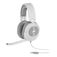 CORSAIR HS55 Stereo Headset, White, 50mm Neodymium Drivers, Wired, 3.5mm 4-Pole, PC/Mac/Console/Mobile
