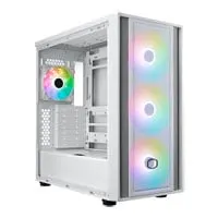 Cooler Master MasterBox 600 Mid Tower TG Chassis, White, 4x ARGB Fan, Rear-Connect Support, mITX, mATX, ATX, E-ATX