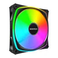120mm Montech RX120 Pro ARGB Fan, Black, 9 Blade Reverse, 600-1600rpm, 72.3 CFM, Rifle Bearing, 4-pin + 3-pin