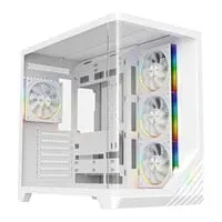 Powercool Venus Case, White, Mid Tower w/ Tempered Glass Windows, 4x 120mm ARGB PWM Fans, USB 3.0, ATX / mATX / mITX