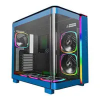 Montech KING 95 PRO Blue Mid Tower TG Chassis, Dual Chamber, ARGB Lighting, 2x 140mm Fans, 4x 120mm, mATX/ATX