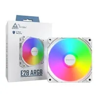 120mm Montech E28 ARGB Fan, White, 9 Blade, 800-2200rpm, 85.09 CFM, Fluid Dynamic Bearing, 4-Pin PWM