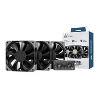 120mm Montech E28 PWM Fan 3 Pack, Black, 9 Blade, 800-2200rpm, 85.09 CFM, Fluid Dynamic Bearing, 4-Pin PWM
