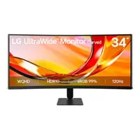 34" LG UltraWide Curved Monitor, VA, 1800R, 3440 x 1440, 120Hz, FreeSync Premium, 5ms, HDR10, HDMI 2.0 / DP 1.4