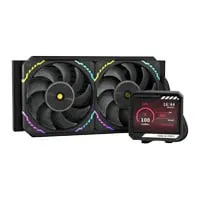 Valkyrie V240 LCD AIO Hydro CPU Cooler, Black, ARGB, 2 x 120mm S12 fans, 3.5" IPS LCD, Intel / AMD