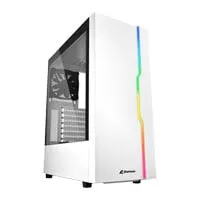 Sharkoon RGB Slider, White, Mid Tower Chassis w/ Tempered Glass Window, 120mm Fan, USB 3.0, ATX/MicroATX/Mini-ITX