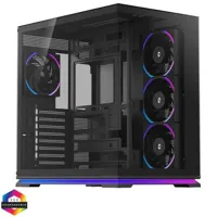 Powercool Plasma Black ATX Dual Chamber Gaming Case with ARGB LED Strip & 4× PWM Fans