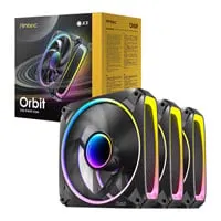 120mm Antec Orbit 120 ARGB Triple Fan Pack, Black, 9 Blade, 200-2000rpm, 66.72CFM, 31dBA, Fluid Dynamic Bearing, PWM