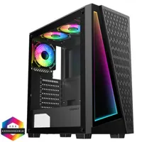 GameMax Prism Infinity ARGB Black ATX Mid-Tower Gaming PC Case with Tempered Glass Front & Side Panels – GMX-PRISM