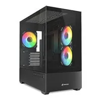 Sharkoon MK6 RGB Chassis, Black, MicroATX Tower, 3 x 120mm ARGB Fans, USB 3.0, Back-Connect, mATX / mITX