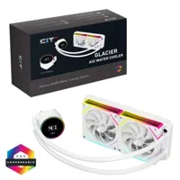 CiT Pro Glacier 240mm LCD Temperature Display AIO Liquid Cooler - White - CIT-PRO-GLW-240-LCD